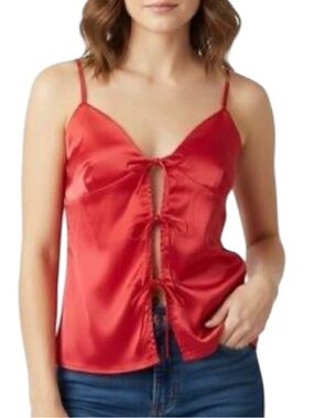 19 Cooper Red Satin Tie-Front Camisole XS
